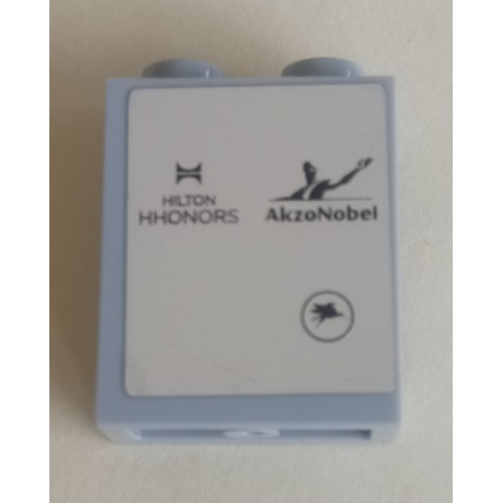 Panel 1 x 2 x 2 with Side Supports - Hollow Studs with AkzoNobel, Hilton HHonors and Pegasus Logos on Silver Mirrored Background Pattern Model Right Side (Sticker) - Set 75911