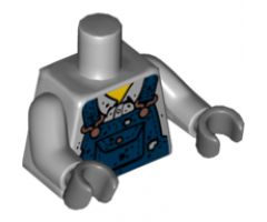 Torso Shirt with Dark Blue Overalls with Burn Holes and Copper Buckles Pattern / Light Bluish Gray Arms / Dark Bluish Gray Hands