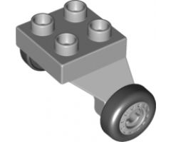 Duplo, Aircraft Airplane Landing Gear with 4 Studs on Top and 2 Wheels with Classic Pattern