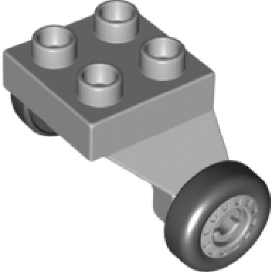 Duplo, Aircraft Airplane Landing Gear with 4 Studs on Top and 2 Wheels with Classic Pattern