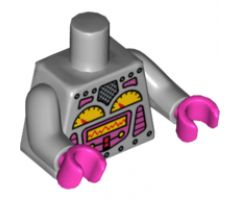 Torso Robot with Silver Rivets, Yellow Gauges, Dark Pink Screen Pattern / Light Bluish Gray Arms / Dark Pink Hands