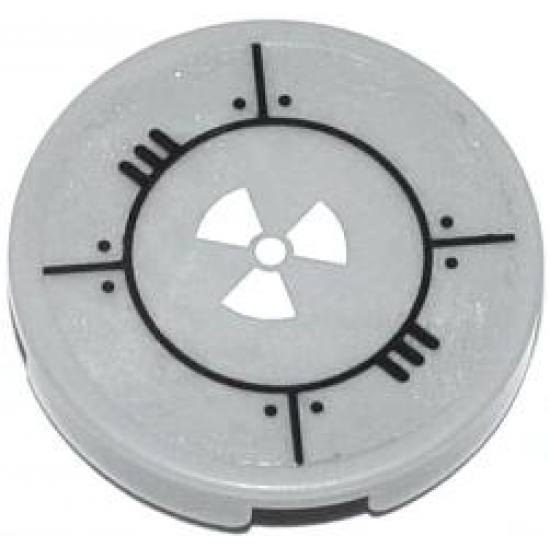 Tile, Round 2 x 2 with Bolted Plates and White Radioactivity Warning Pattern (Sticker) - Set 70707