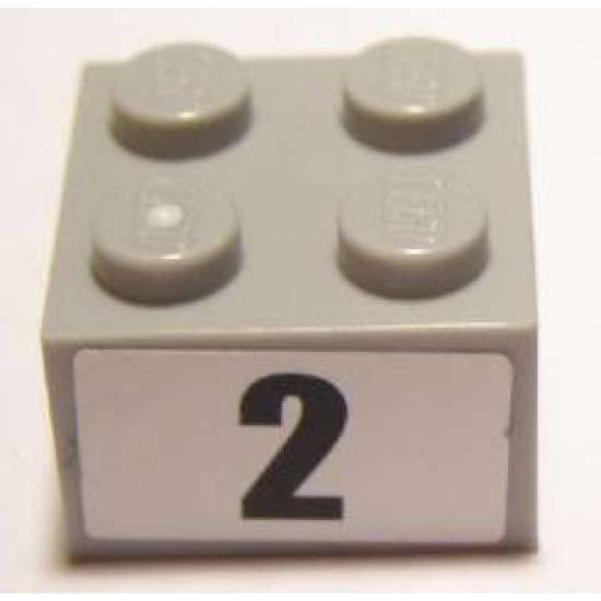 Brick 2 x 2 with Black '2' Narrow Bold Font Pattern (Sticker) - Set 8896