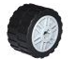 Wheel & Tire Assembly 18mm D. x 14mm with Axle Hole, Fake Bolts and Shallow Spokes with Black Tire 24 x 14 Shallow Tread - Band Around Center of Tread (55982 / 89201)