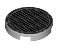 Tile, Round 2 x 2 with Bottom Stud Holder with Grille Fine Mesh Pattern