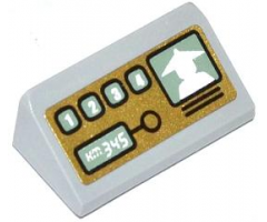 Slope 30 1 x 2 x 2/3 with Numbered Buttons, 'KM345' and Minifigure Silhouette on Screen Pattern (Sticker) - Set 70502