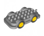 Duplo, Vehicle Car Base 4 x 8 with Four Black Wheels and Yellow Hubs