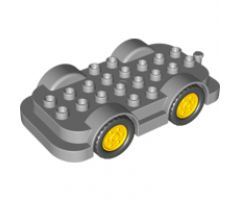 Duplo, Vehicle Car Base 4 x 8 with Four Black Wheels and Yellow Hubs