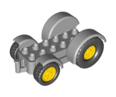Duplo, Vehicle Car Base 2 x 6 Tractor with Mudguards and Yellow Wheels with Black Tires