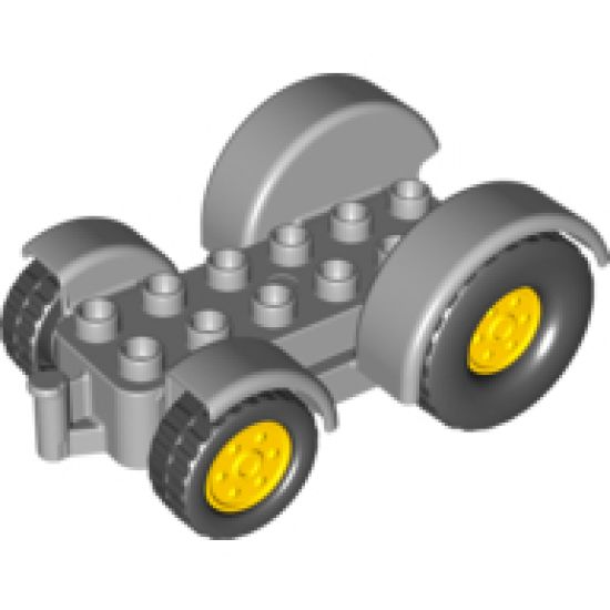 Duplo, Vehicle Car Base 2 x 6 Tractor with Mudguards and Yellow Wheels with Black Tires