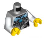 Torso Chima Female Outline with Bright Light Blue Chest, Silver Armor and Buckles and Dark Azure Round Jewel (Chi) Pattern / White Arms / Yellow Hands