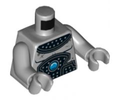 Torso Chima Black Armor with Silver Circles and Blue Round Jewel (Chi) Pattern / Light Bluish Gray Arms / Light Bluish Gray Hands