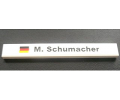 Tile 1 x 8 with German Flag and 'M. Schumacher' Pattern (Sticker) - Sets 8144-1 / 8672