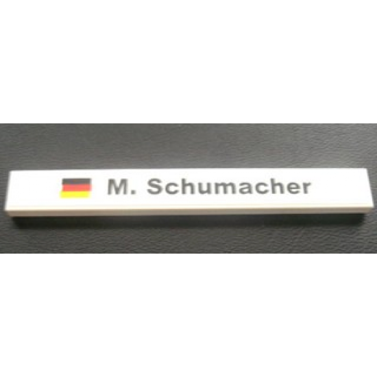 Tile 1 x 8 with German Flag and 'M. Schumacher' Pattern (Sticker) - Sets 8144-1 / 8672