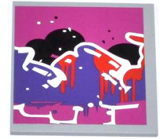 Tile 6 x 6 with Bottom Tubes with Graffiti Tag Pattern Model Right Side (Sticker) - Set 79104