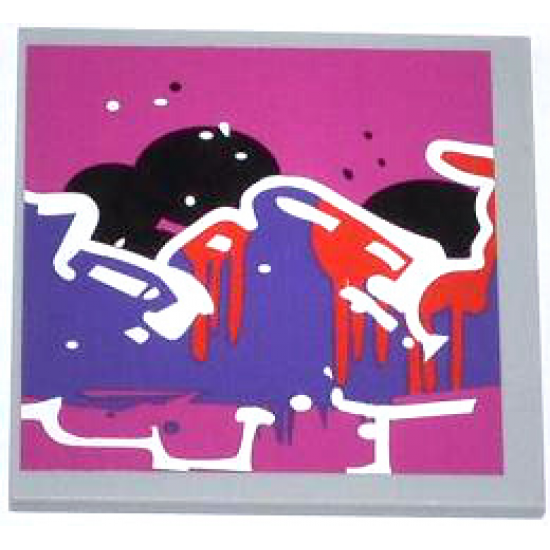 Tile 6 x 6 with Bottom Tubes with Graffiti Tag Pattern Model Right Side (Sticker) - Set 79104