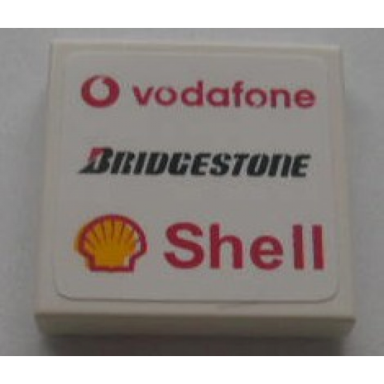Tile 2 x 2 with New Vodafone, Bridgestone and Shell Logos Pattern (Sticker) - Sets 8672 / 8673