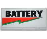Tile 2 x 4 with 'BATTERY' and Red and Green Lightning Bolt Pattern (Sticker) - Set 70809