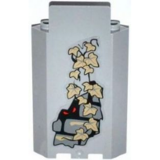 Panel 3 x 3 x 6 Corner Wall without Bottom Indentations with Bricks, 13 Dark Tan Ivy Leaves and Red Eyes Pattern (Sticker) - Set 9468