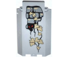Panel 3 x 3 x 6 Corner Wall without Bottom Indentations with Bricks, 11 Dark Tan Ivy Leaves and Red Eyes Looking Right Pattern (Sticker) - Set 9468