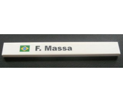 Tile 1 x 8 with Brazilian Flag and 'F. Massa' Pattern (Sticker) - Set 8672