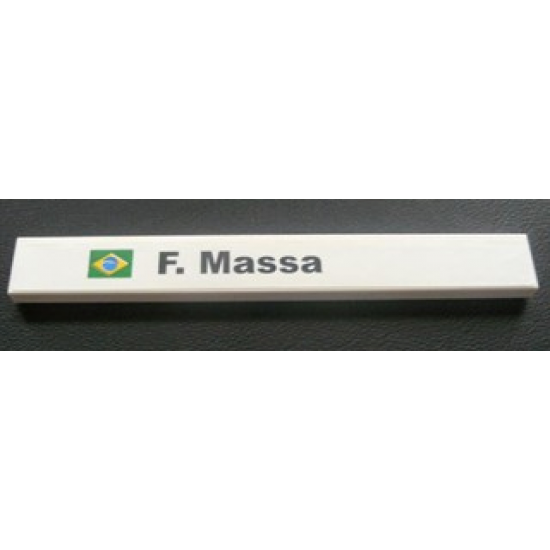 Tile 1 x 8 with Brazilian Flag and 'F. Massa' Pattern (Sticker) - Set 8672