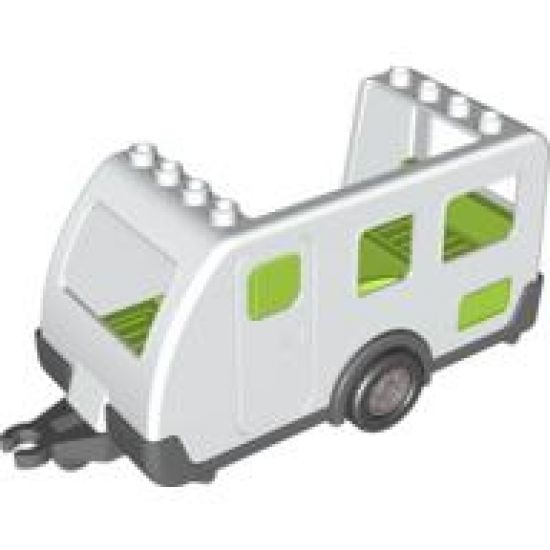 Duplo, Vehicle Camper Trailer with Bright Green Interior and Dark Bluish Gray Base