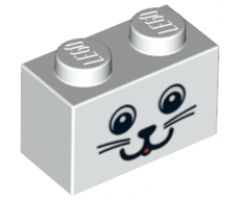 Brick 1 x 2 with Cat Face Pattern