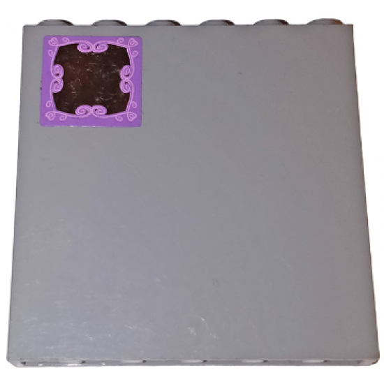 Panel 1 x 6 x 5 with Mirror and Medium Lavender Ornate Frame Pattern (Sticker) - Set 41055