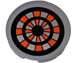 Tile, Round 2 x 2 with Bottom Stud Holder with Black, Flat Silver and Orange Nexo Knights Target Pattern (Sticker) - Set 70317