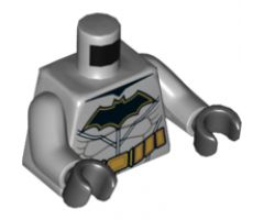 Torso Batman Logo with Muscles, Gold Outline, Gold Utility Belt Pattern / Light Bluish Gray Arms / Black Hands