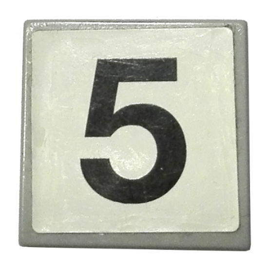 Tile 2 x 2 with Number 5 Pattern (Sticker) - Set 8144