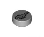 Tile, Round 1 x 1 with Silver Horse with Black Border Pattern (Ford Mustang Logo)