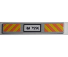 Tile 1 x 6 with Black 'HA 7990' on White Background and Orange and Yellow Danger Stripes Pattern (Stickers) - Set 7990