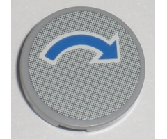 Tile, Round 2 x 2 with Blue Curved Arrow with White Outline Pattern (Sticker) - Set 7990