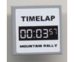 Tile 2 x 2 with 'TIMELAP 00:03:57 MOUNTAIN RALLY' on White Pattern (Sticker) - Set 8124
