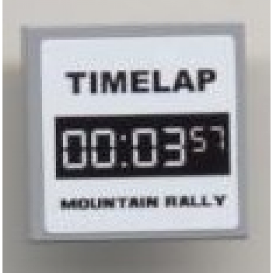Tile 2 x 2 with 'TIMELAP 00:03:57 MOUNTAIN RALLY' on White Pattern (Sticker) - Set 8124