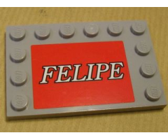 Tile, Modified 4 x 6 with Studs on Edges with 'FELIPE' Pattern (Sticker) - Set 8155