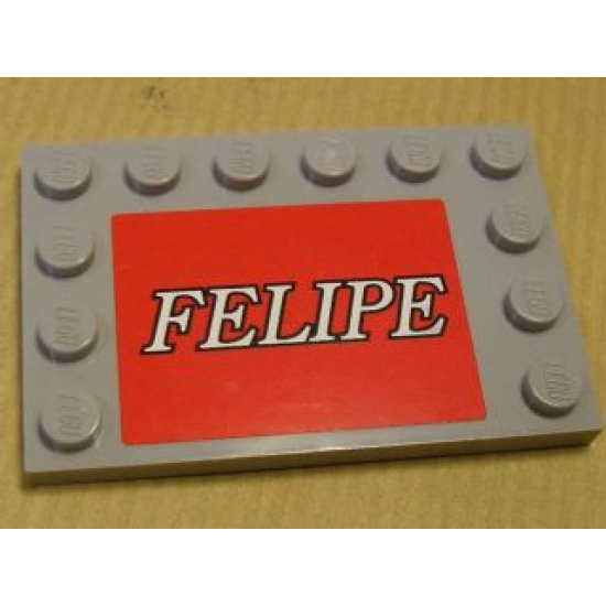 Tile, Modified 4 x 6 with Studs on Edges with 'FELIPE' Pattern (Sticker) - Set 8155