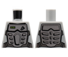 Torso Power Miners Silver Body Armor Front and Back, Drill on Upper Left Pattern
