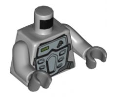 Torso Power Miners Silver Body Armor Front and Back, Drill on Upper Left Pattern / Light Bluish Gray Arms / Dark Bluish Gray Hands
