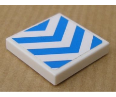 Tile 2 x 2 with Chevron Stripes Blue on White Background Pattern (Sticker) - Set 8147