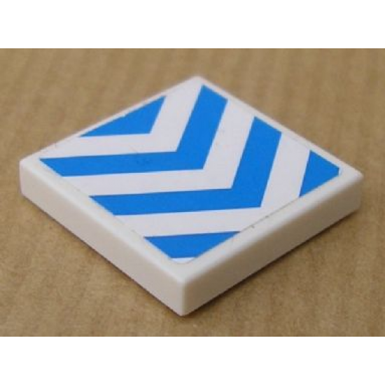 Tile 2 x 2 with Chevron Stripes Blue on White Background Pattern (Sticker) - Set 8147