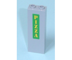 Brick 1 x 2 x 5 with Yellow 'PIZZA' on Green Background Vertical Pattern (Sticker) - Set 7641