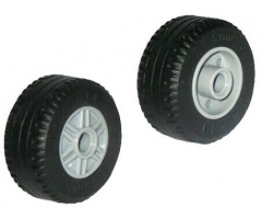 Wheel & Tire Assembly 18mm D. x 14mm with Pin Hole, Fake Bolts and Shallow Spokes with Black Tire 30.4 x 14 Solid (55981 / 58090)