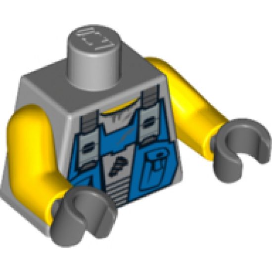 Torso Power Miners Blue Vest over Sweaty Shirt Pattern / Yellow Arms / Dark Bluish Gray Hands