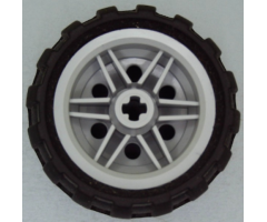 Wheel & Tire Assembly 30.4mm D. x 20mm with No Pin Holes and Reinforced Rim with Black Tire 43.2mm D. x 26mm Balloon Small (56145 / 61481)