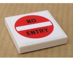 Tile 2 x 2 with 'NO ENTRY' Pattern (Sticker) - Set 8147
