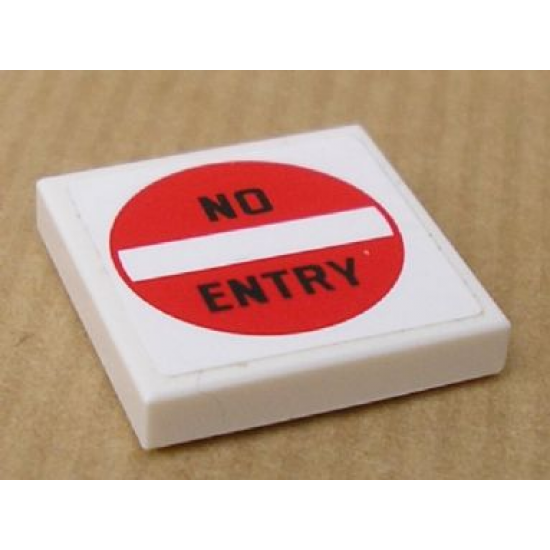 Tile 2 x 2 with 'NO ENTRY' Pattern (Sticker) - Set 8147