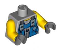 Torso Power Miners Blue Vest with Tools over Sweaty Shirt Pattern / Yellow Arms / Dark Bluish Gray Hands